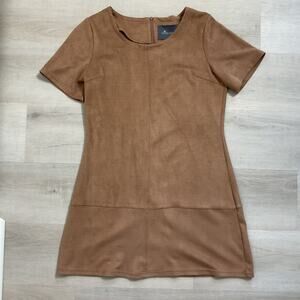 Paper Crane Womens Brown Faux Suede Mini Dress Large Brown OT30114A